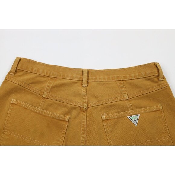 Vintage 90s Guess Mens 34 Distressed Denim Jean Shorts Jorts Wheat Brown USA - Picture 11 of 14